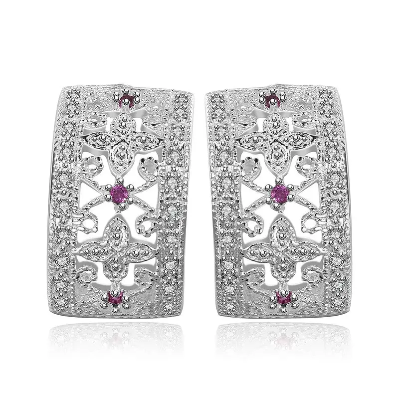 Style Silver Earring Cute Inlaid Stone Stud Orecchini Jewellery 188 1