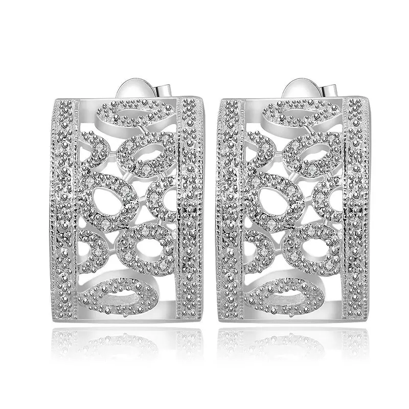 Style Silver Earring Cute Inlaid Stone Stud Orecchini Jewellery 188 2