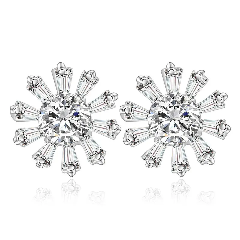 Style Silver Earring Cute Zircon Heart Stud Ear Cuff Hand Madeball 387 2