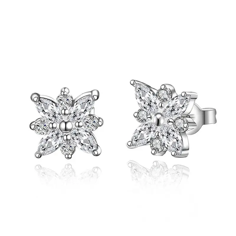 Style Silver Earring Cute Zircon Heart Stud Ear Cuff Hand Madeball 387 3