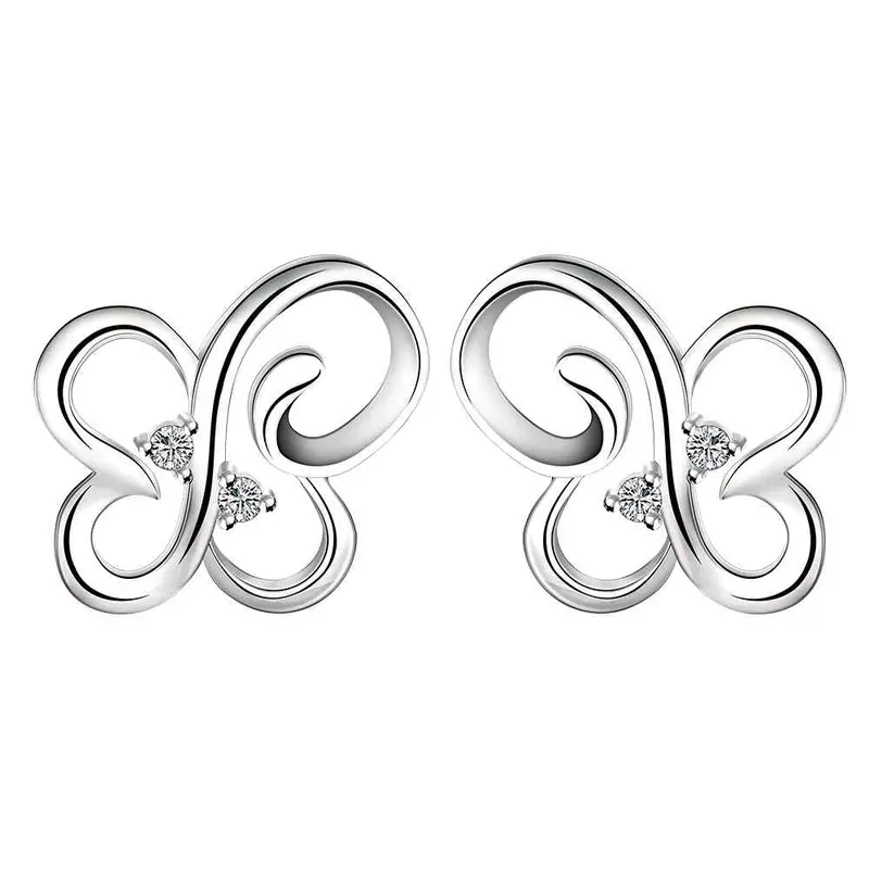 Style Silver Earring Cute Zircon Heart Stud Ear Cuff Hand Madeball 387 4