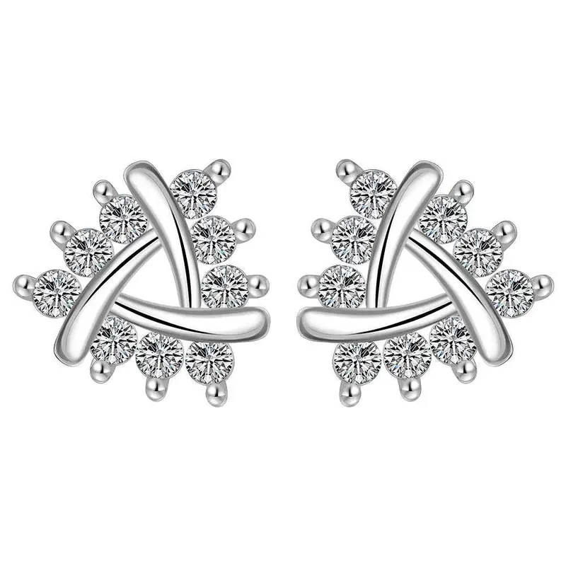 Style Silver Earring Cute Zircon Heart Stud Ear Cuff Hand Madeball 387 5