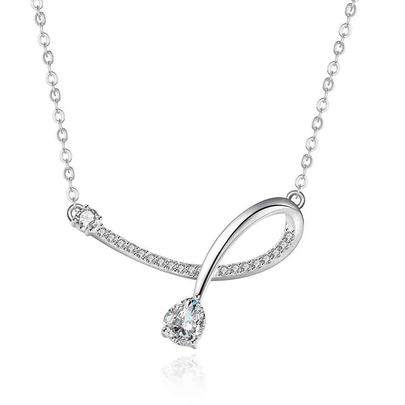 Style Silver Necklaces Crystal U Shaped Collares Populares Elegant166 7