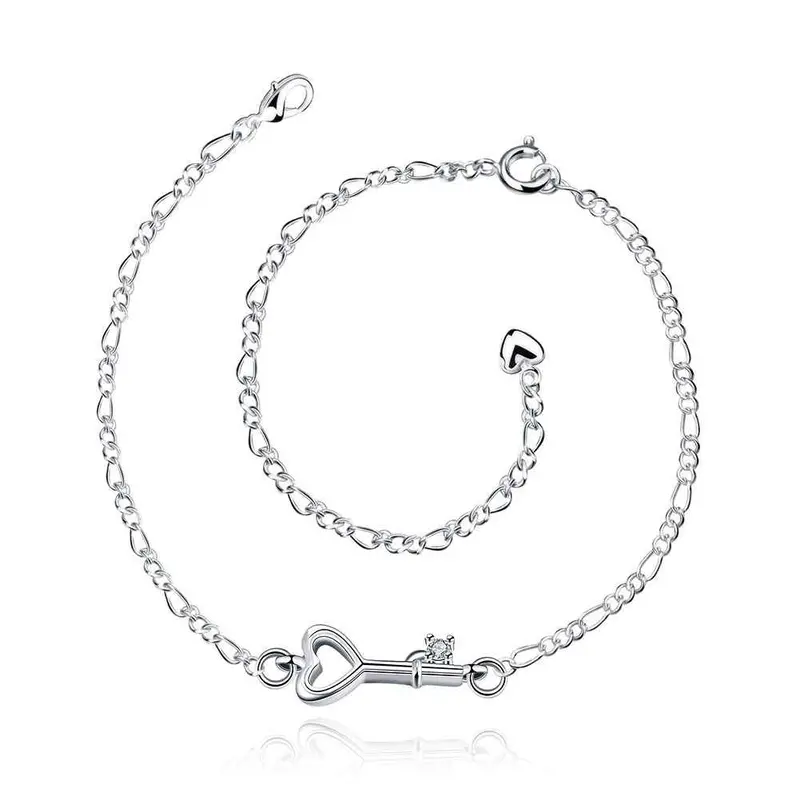 Style Silver Plated Anklets Heart Foot Chain Love Hba 8 3