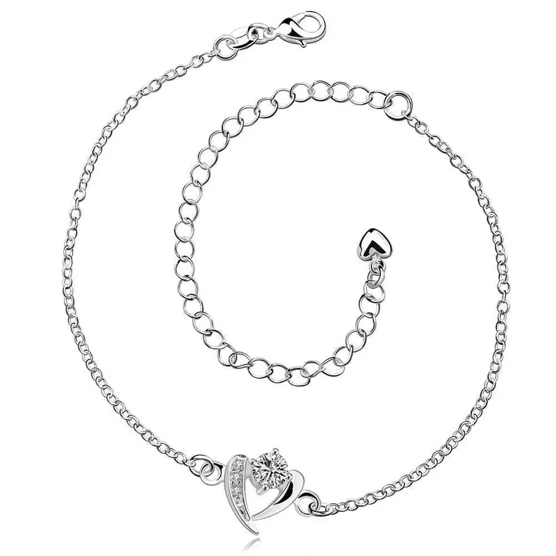 Style Silver Plated Anklets Heart Foot Chain Love Hba 8 4