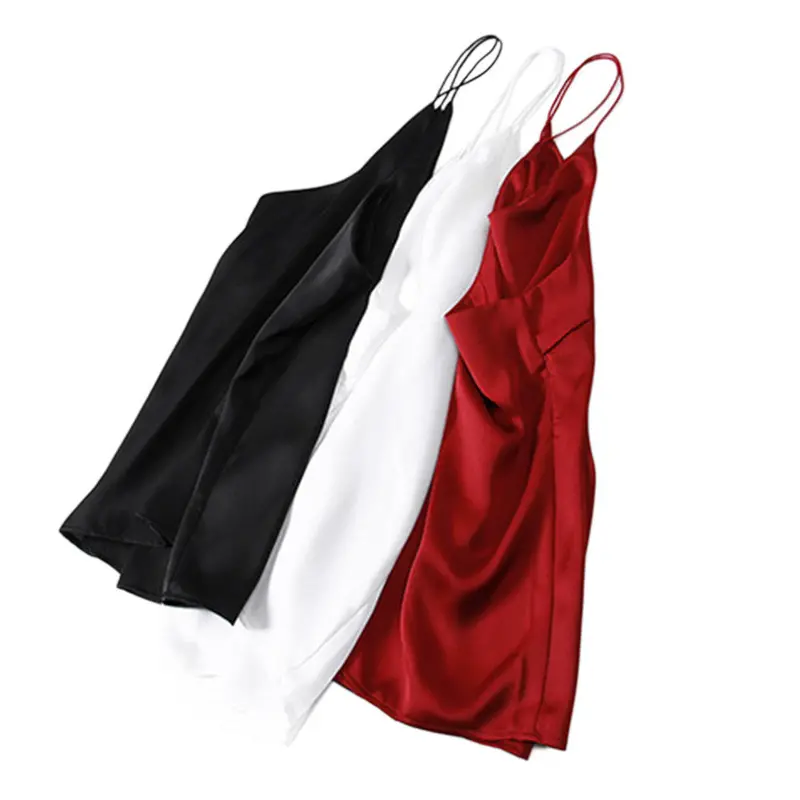 Style Sleeveless Silktank Tops Sexy Deep V Neck Black Camisole Tank Casual Party Girls Tops 9
