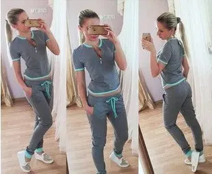 Style Sweat Shirt Print Tracksuit Women Long Pants Pullover Tops Womens Set Women Sport Suits 1