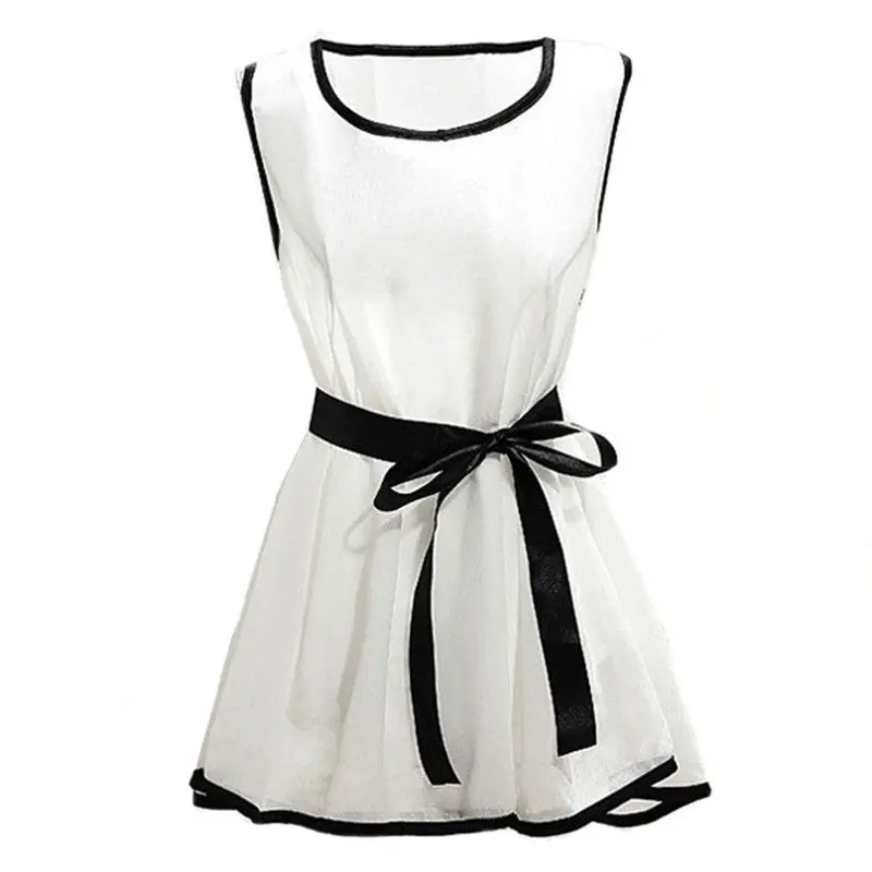 Style Sweet Ladies Work Tops Chiffon Sleeveless White Blouse For Women Blouse Women Modern Blouses 1