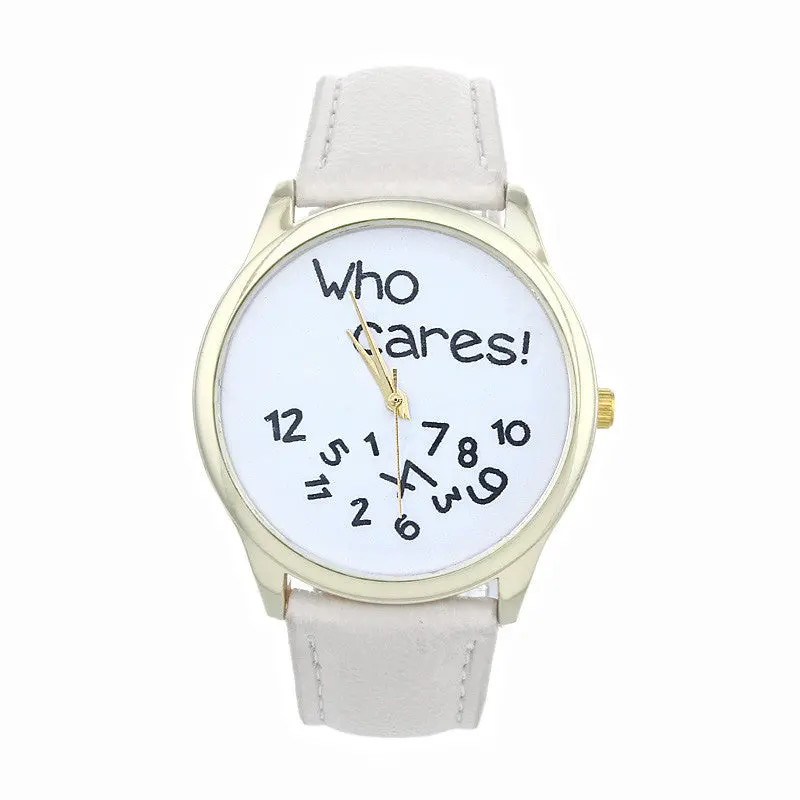 Style Who Cares Irregular Figure Women Wristwatch Watches Quartz Watch Relogio Letter Printed Hour 4