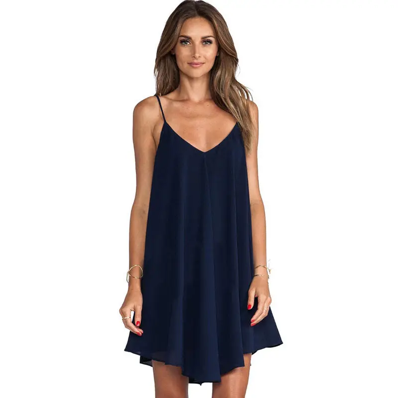 Style Women Dress Plus Size Chiffon Sling Backless Sexy Derss Women Dress 2