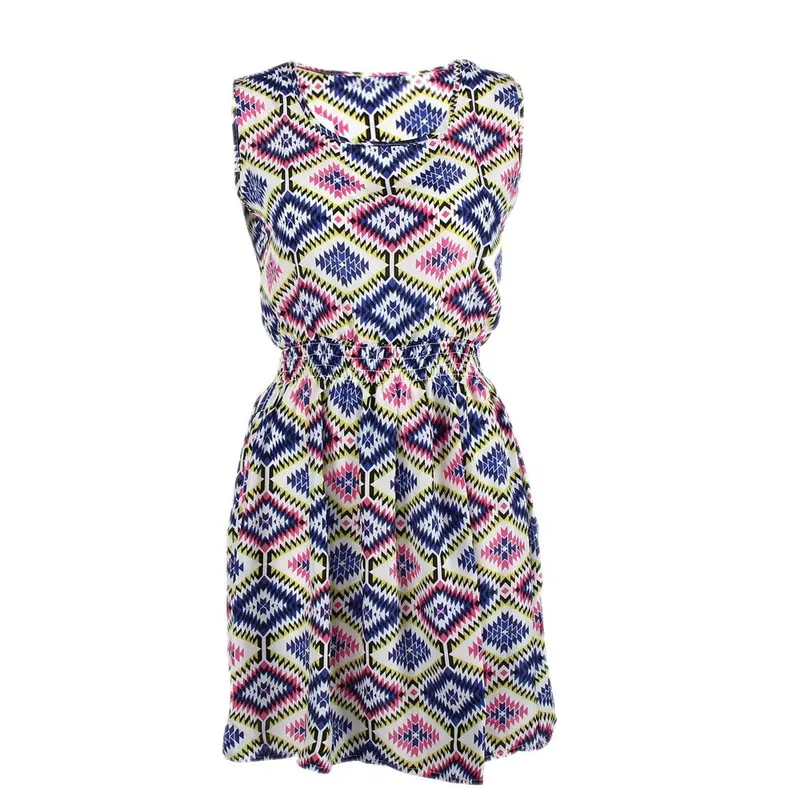 Style Women Dress Vintage Print Dresses Sleeveless Elegant Bodycon Dress Casual Party Vestido C2289 1