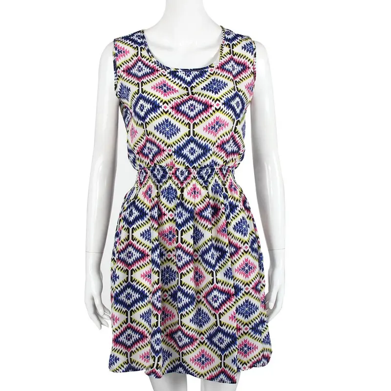Style Women Dress Vintage Print Dresses Sleeveless Elegant Bodycon Dress Casual Party Vestido C2289 2