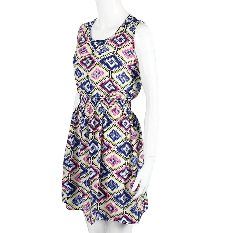 Style Women Dress Vintage Print Dresses Sleeveless Elegant Bodycon Dress Casual Party Vestido C2289 3