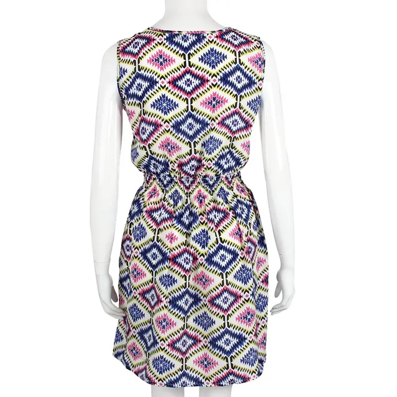 Style Women Dress Vintage Print Dresses Sleeveless Elegant Bodycon Dress Casual Party Vestido C2289 4