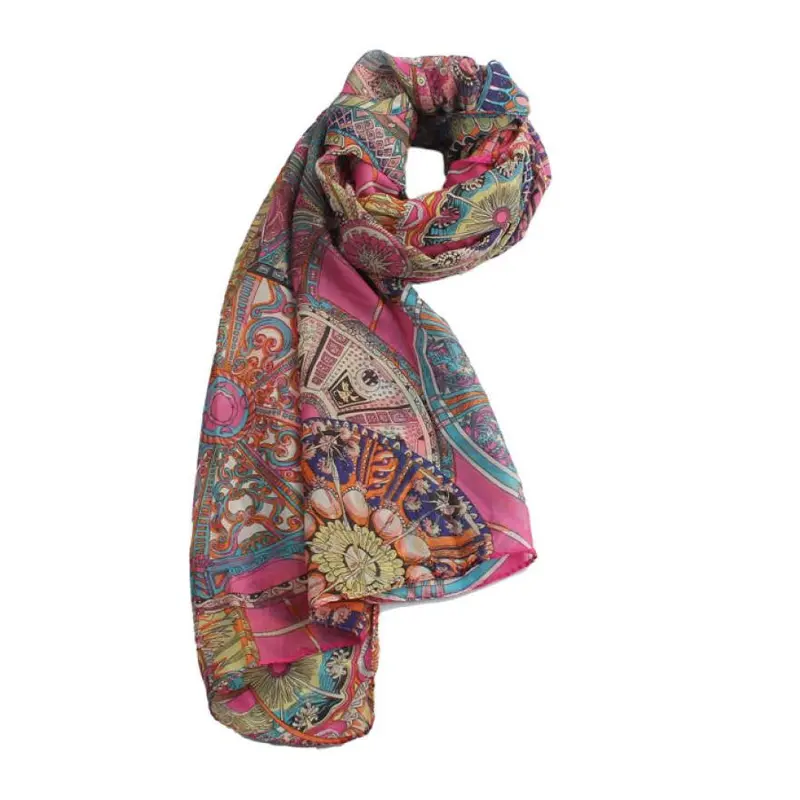 Style Women Girl Chiffon Printed Silk Long Soft Scarf Shawl Scarf Sunshine 1