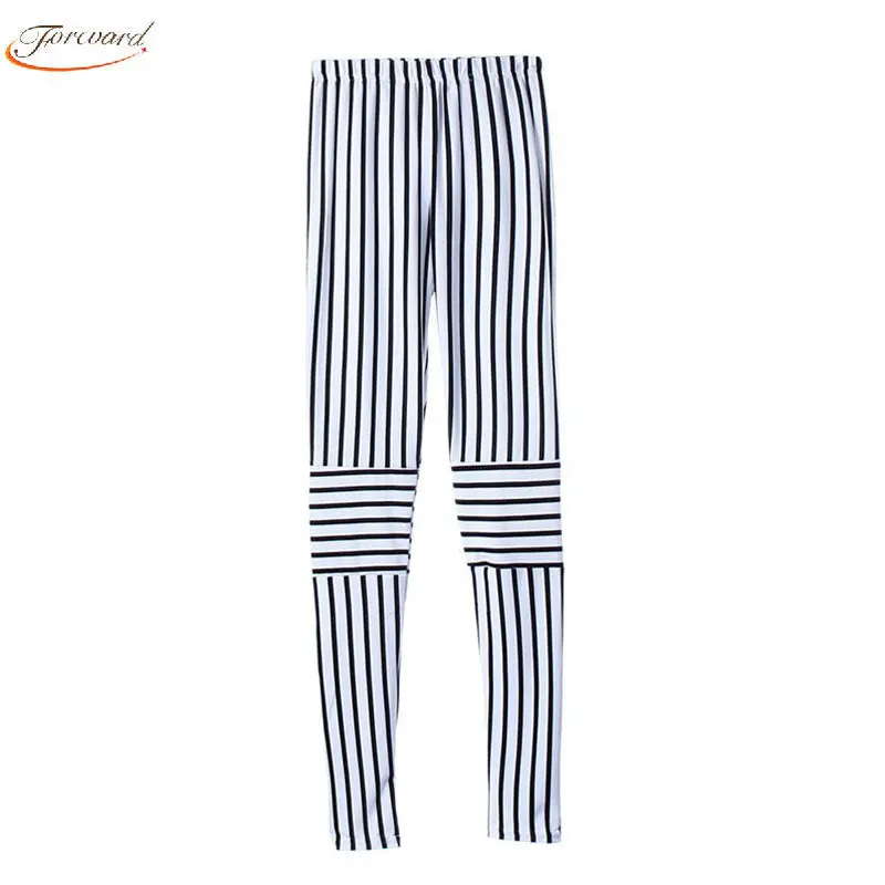 Style - Women Leggings Vertical Stripes High Waist Elastic Leggings 1