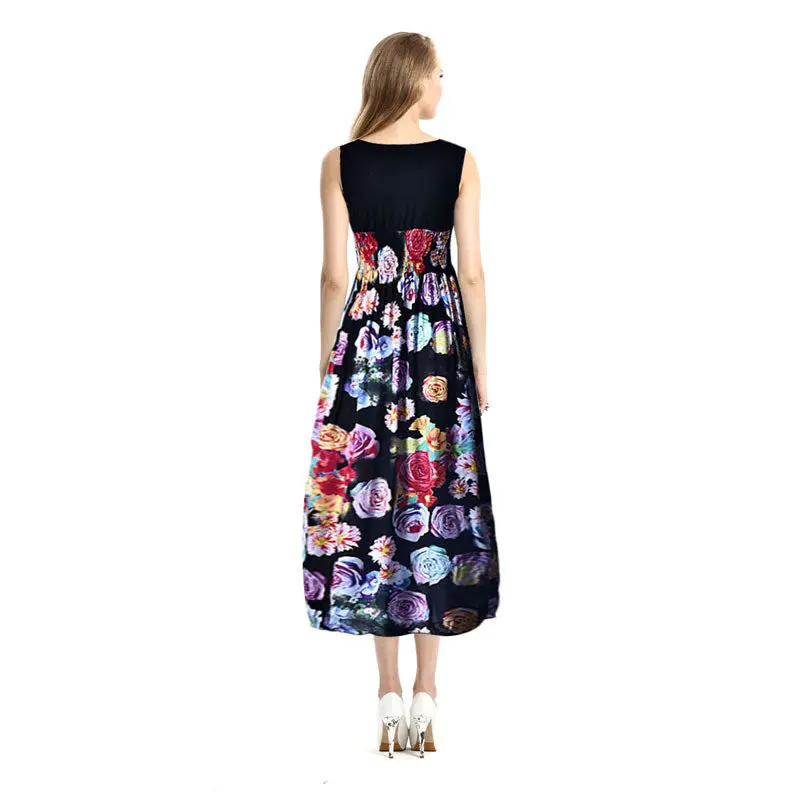 Style Women Sexy Deep V-Neck Floral Boho Long Maxi Party Beach Dress Feida 3