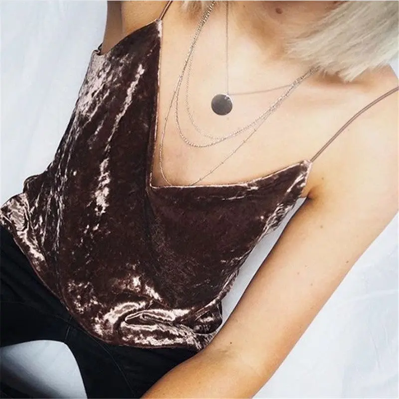 Style Women Sexy Velvet Camis Top Sexy Deep V-Neck Camisole Tank Women Slim Sleeveless Tank Top Casual Camisole Tops 1