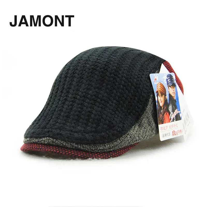 Styleable Wool Knitted Flat Cap Keep Warm Comfortableheadwear Casual Hats Jamont 1