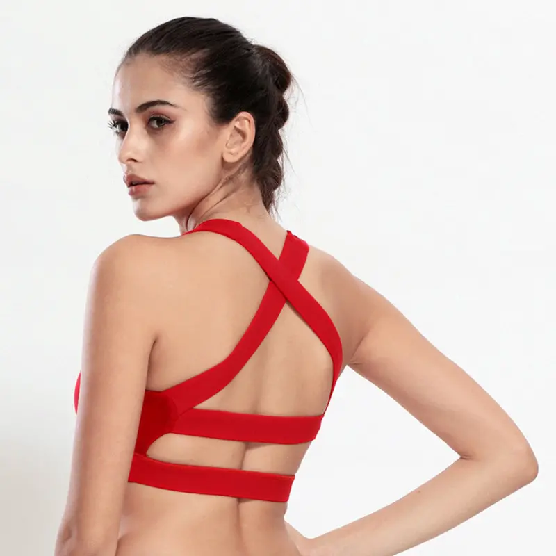 Styleladies Breathable Fitness Padded Bra Push Up Seamless Overlapping Top Bras 5