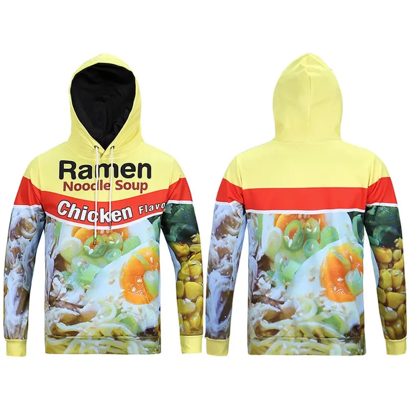 Stylestylishlong Sleeve 3D Print Chicken Flavor Food Pattern Hoody Sweatershirts With Hat Pullover Sportwear 2