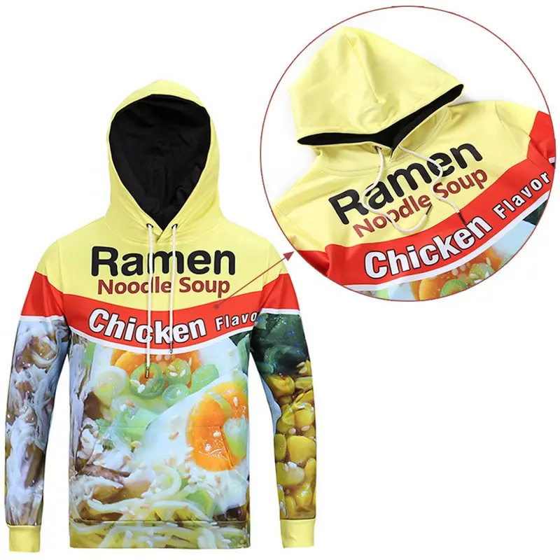 Stylestylishlong Sleeve 3D Print Chicken Flavor Food Pattern Hoody Sweatershirts With Hat Pullover Sportwear 3