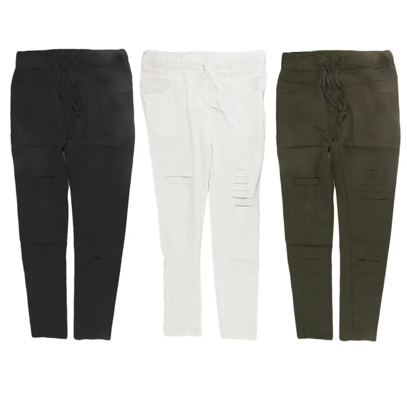 Stylish Broken Hole Pencil Pants Casual Slim Decorate Trousers Pants 6
