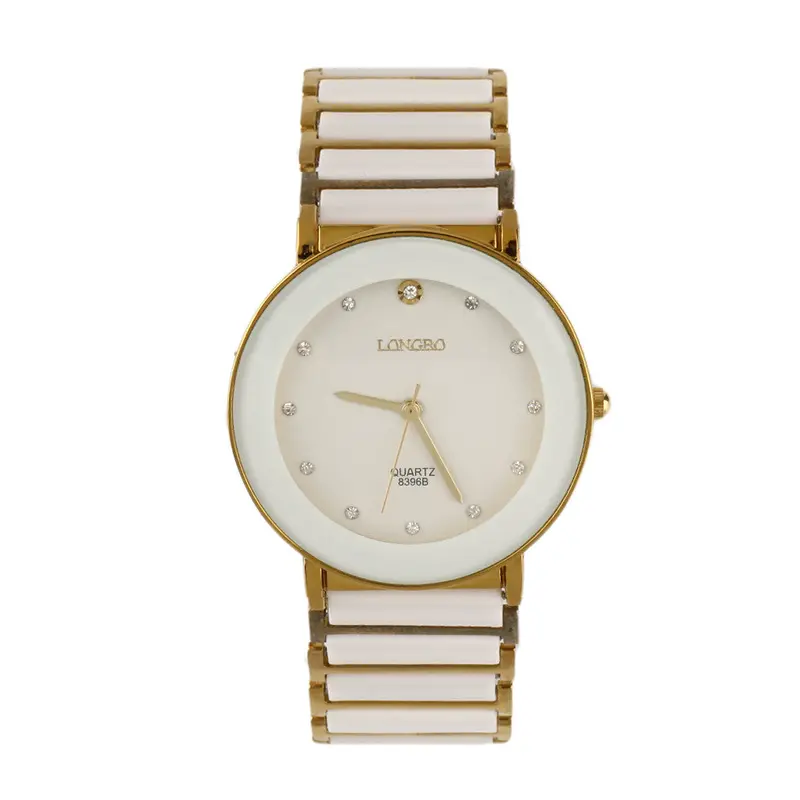 Stylish Businesswatches High Imitation Ceramics Rhinestone Round Quartz Wristwatch Steel Band Ladies Relogio Feminino 1