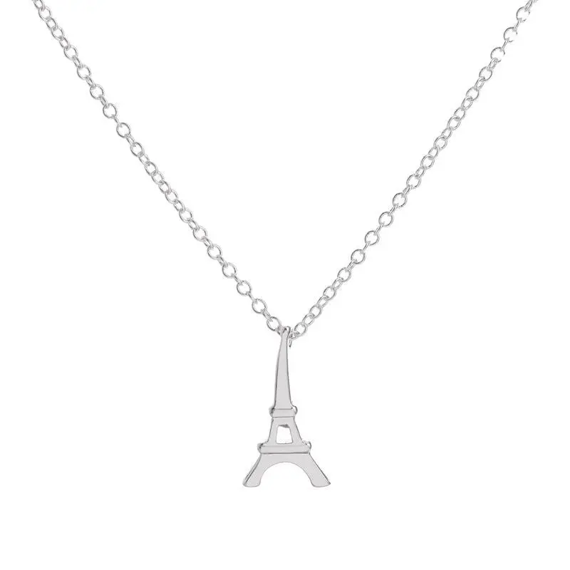 Stylish Elegance American Style Jewelry Paris Eiffel Tower Necklace In Silver N063 2