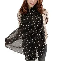 Stylish Girl Long Soft Silk Chiffon Scarf Poncho Wrap Polka Dot Shawl Scarves Shawls For Women Casual Scarfs 1