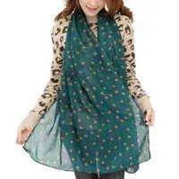Stylish Girl Long Soft Silk Chiffon Scarf Poncho Wrap Polka Dot Shawl Scarves Shawls For Women Casual Scarfs 2