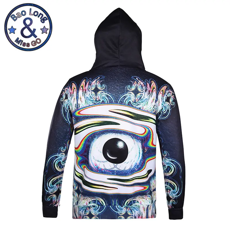 Stylish Long Sleeve 3D Print Big Eye Pattern Hoody Sweatershirts With Hat Pullover 3