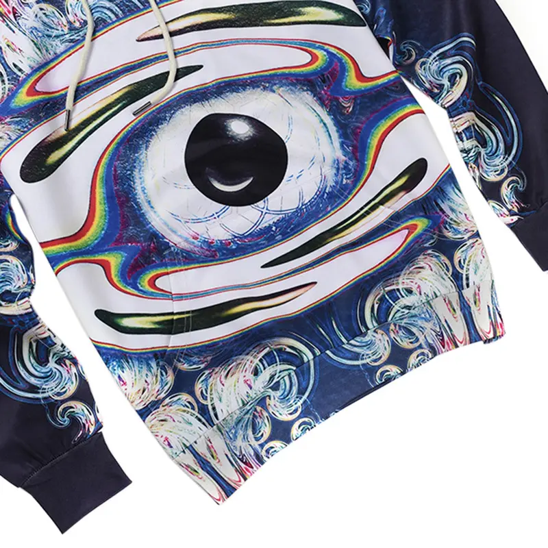 Stylish Long Sleeve 3D Print Big Eye Pattern Hoody Sweatershirts With Hat Pullover 5