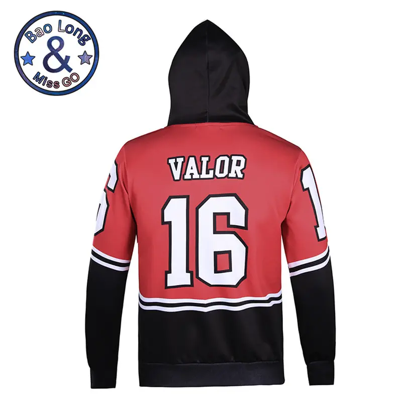 Stylish Long Sleeve 3D Print Valor Emblem Pattern Hoody Sweatershirts With Hat Pullover Sportwear L6033 2