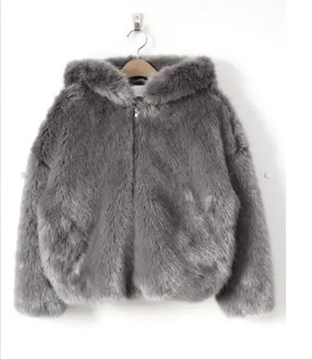 Stylish Loose Hooded Faux Fox Fur Jackets Woman Loose Sleeve Keep Warm Faux Fur Thick Coat Outerwear 1