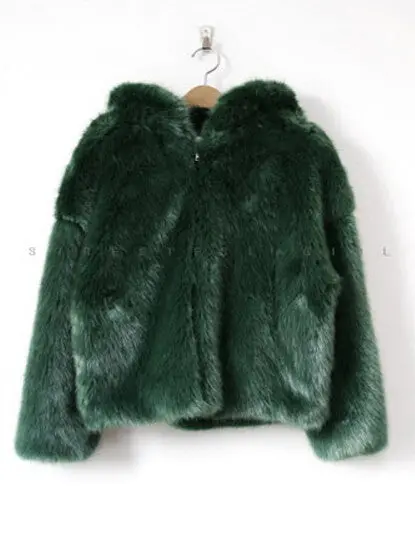 Stylish Loose Hooded Faux Fox Fur Jackets Woman Loose Sleeve Keep Warm Faux Fur Thick Coat Outerwear 5