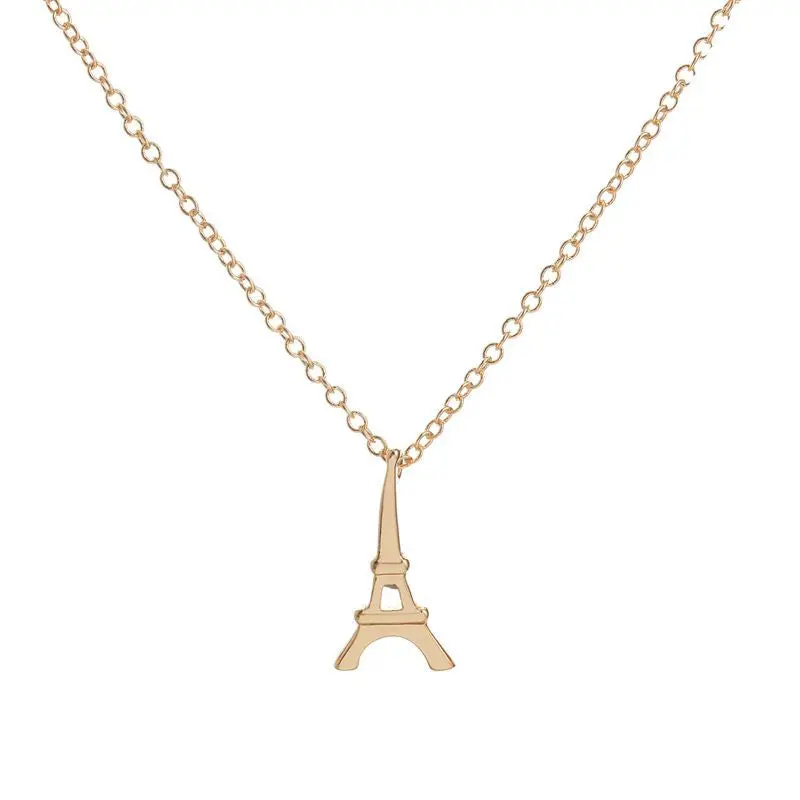 Stylish Paris Eiffel Tower Necklace Tiny Gold Wholeslae Tower Pendants Necklaces 10Pcs-N063 2