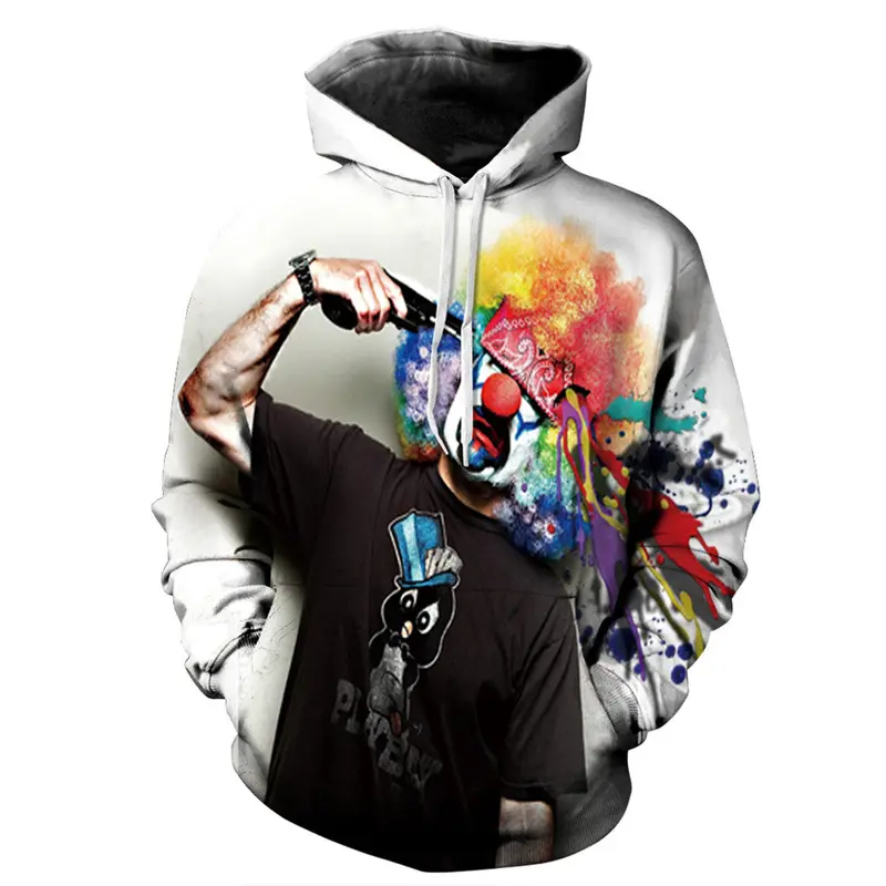 Stylish Punk Digital Print 3D Tricking Clown Pattern Hoodie 1