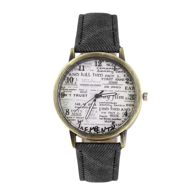 Stylish Quartz Watchessports Watches Denim Fabricdress Watch Wristwatch Design Hours English Letter Dial 1