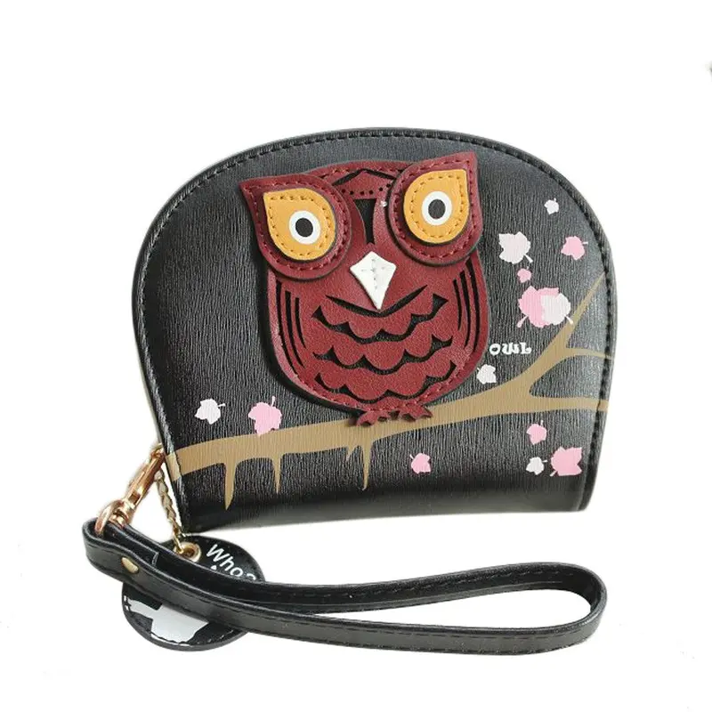 Stylish Women's Purse Girl Owl Leather Zip Clutch Coin Money Bag Coin Change Wallet Bolsa Feminina Bags 1