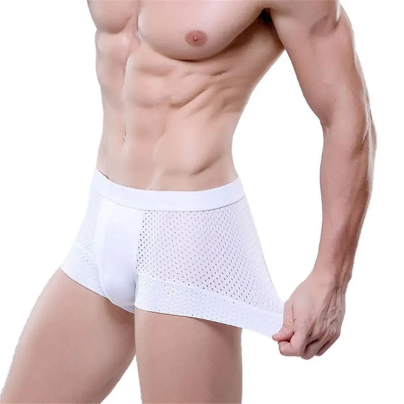 Stylish Xl3xl Mens Meryl Underwear Sexy Mesh Boxer Breathable Underpants For Man 5