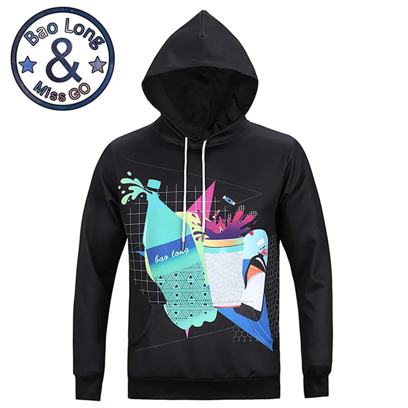 Stylishlong Sleeve 3D Print Colorful Drink Pattern Hoody Sweatershirts With Hat Pullover Sportwear 1