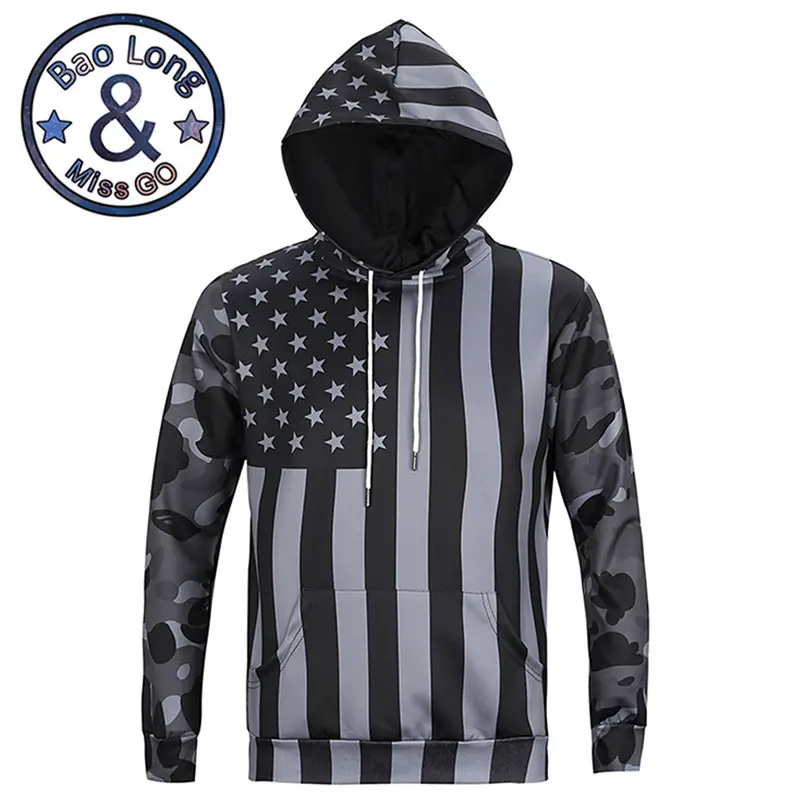 Stylishlong Sleeve 3D Print Dark Color Flag Pattern Hoody Sweatershirts With Hat Pullover Sportwear L6019 1