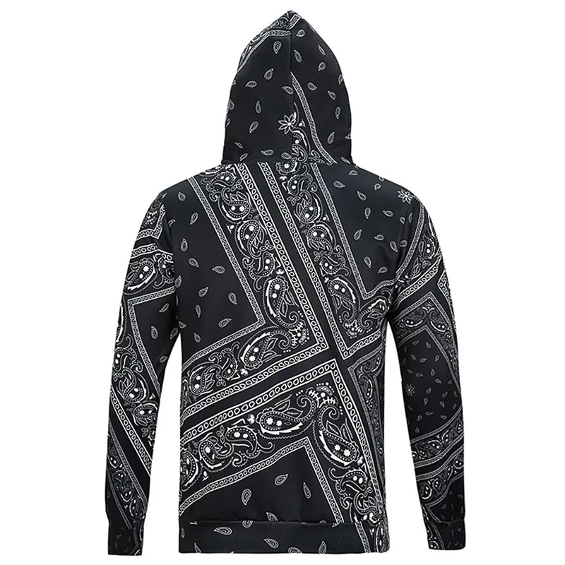 Stylishlong Sleeve 3D Print White Floral Pattern Hoody Sweatershirts With Hat Pullover Sportwear 3