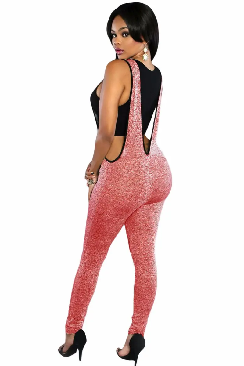 Suits Redgrey Plunging V Back Letter Print Sleeveless Bodycon Jumpsuit Long Romper Combinaison Femme 6