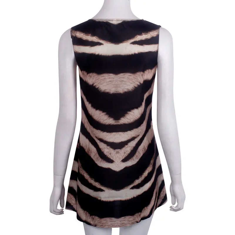 Sundress Tiger Pattern Printed Sleeveless Short Women Dress Robe Feida 4