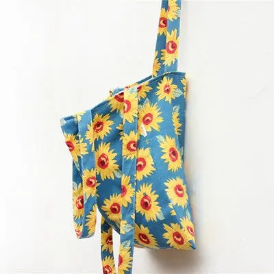 Sunflower Print Shoulder Bag Canvas Causal Messenger Bag Student School Bags Women's Handbag Large Bolso For Women 1