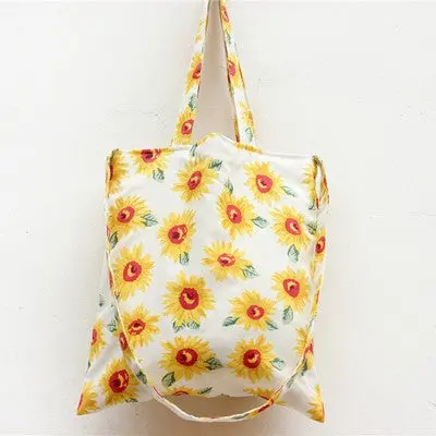 Sunflower Print Shoulder Bag Canvas Causal Messenger Bag Student School Bags Women's Handbag Large Bolso For Women 3