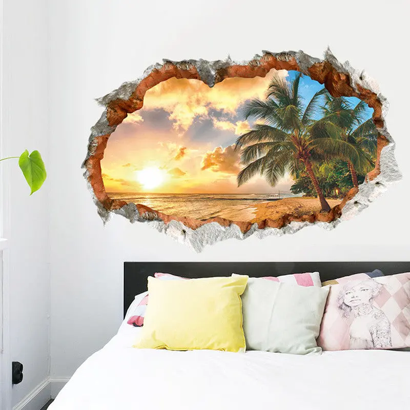 Sunshine Beach Resort Wall View Vinyl Wall Stickers For Living Room Removable Art Wall Decal Poster Sofa Wall Decoration 87628 1