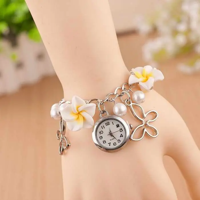 Super 4 Choice Just For You Women Watch Colorful Clay Flower Bracelet Clcoks Quartz Jewellry Watches 1